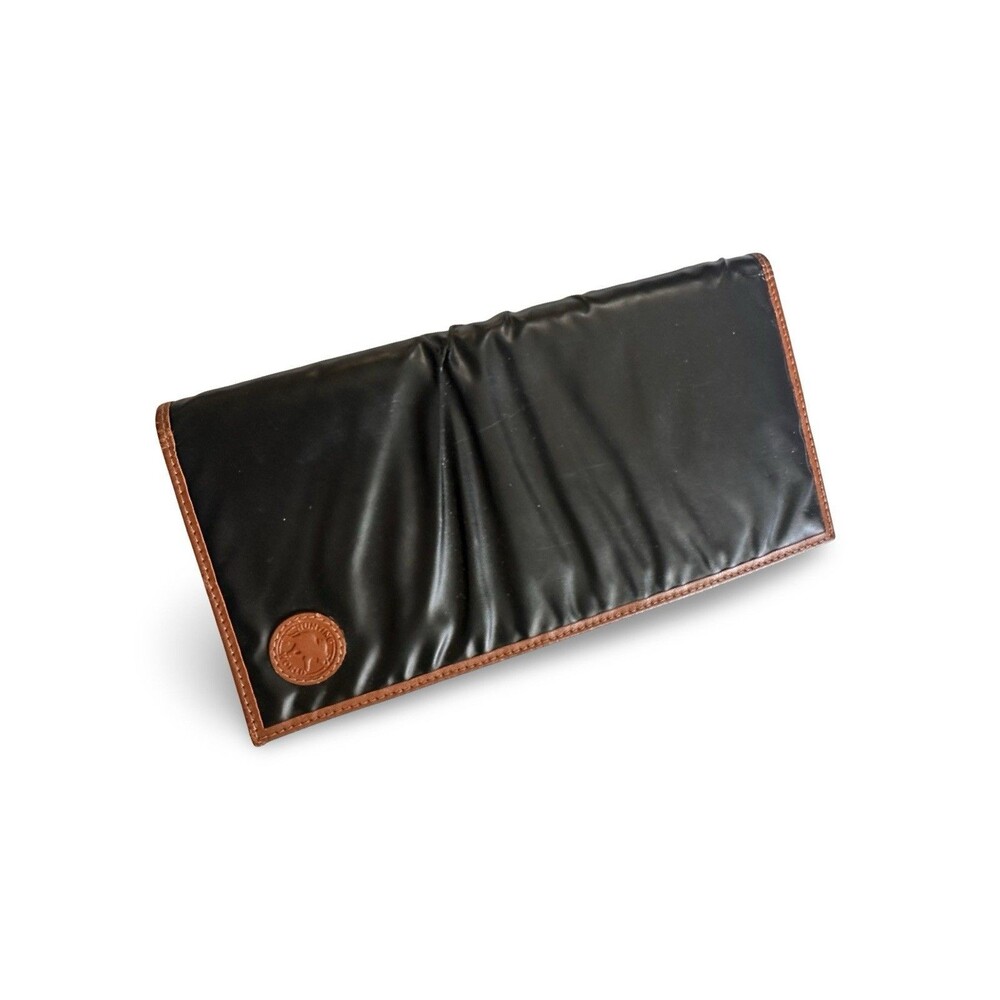 🧡Hunting World Long Bifold Wallet Green Battue Cloth & Tan Leather Trim Italy